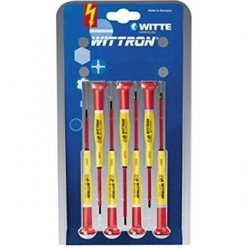 Witte 89377 Juego de destornilladores surtidos de 7 piezas para trabajos de precisión, Negro