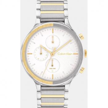 Calvin Klein Reloj de mujer Energize 25200239 de acero bicolor, analógico, color blanco