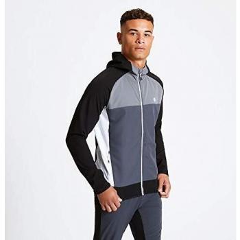 Dare2b Aptile-Chaqueta Softshell Cortavientos, Impermeable, con Capucha, De Tejido Elástico Y Ligero Soft Shell, Hombre, Ebony Grey/Black, XXXL