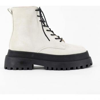 Botas de mujer de ante con cordones en blanco