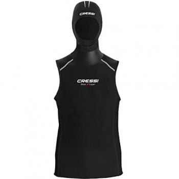 Cressi Chaleco Logo 5 Mm Negro Hombre Adulto - Chaleco interior con capucha, neopreno de 2.5-5mm, diseño específico para hombre