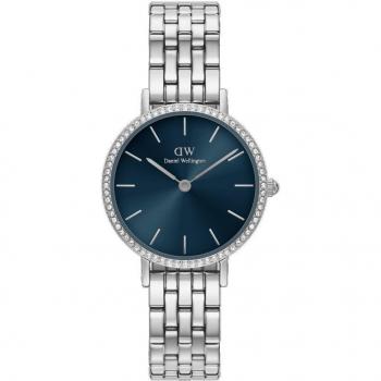 Reloj de mujer Daniel Wellington Petite Bezel 28 mm - Acero inoxidable, esfera plateada, diseño elegante