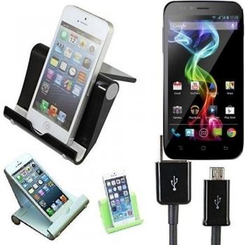 Estación de acoplamiento universal para Archos 50 Platinum, negro, fuerte, ligero y compacto | Sostenedor del soporte + cable Multi-ángulo para las tabletas, e-readers y smartphones Docking Station cuna del muelle Tischständer Tischhalter Reisedock, pl
