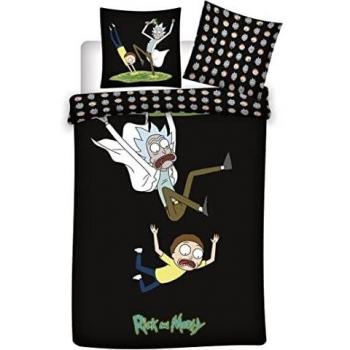 Carbotex Rick & Morty - Juego de cama (algodón, 140 x 200 cm), color negro