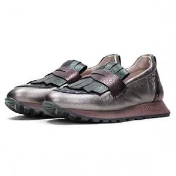 Mocasín de mujer Hispanitas Chi243509, piel con adorno, modelo Sport, color acero (40), diseño Loira Multi Metal