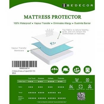 Bedecor 2 X Protector de colchón,100% algodón Impermeable,Transpirable 90 x 190/200 cm