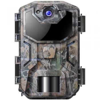 Victure Cámara de Caza Nocturna 16MP 1080P con Diseño Impermeable IP66 Cámara de Fototrampeo con Detección de Acción LED IR Sin Brillo para Seguimiento Cinegético de Fauna