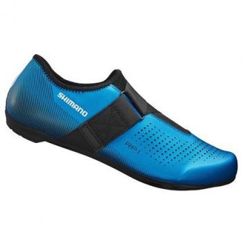 Zapatillas de ciclismo carretera Shimano RP101, color azul eléctrico y negro, talla 36