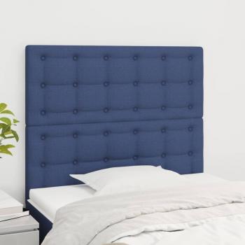 Cabecero de tela azul 2 piezas 100x5x78/88 cm