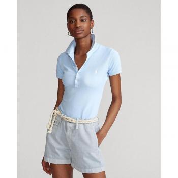 Ralph Lauren Women's Slim Fit Stretch Polo Shirt - Light Blue, Size M