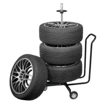 Soporte móvil para ruedas Carpoint con cubierta de aluminio negro, modelo CARPOINT 0613012