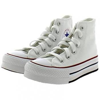 Converse Chuck Taylor All Star EVA Lift alta para niños, zapatillas casuales, colección Foundation, plataforma, color blanco/rojo/marino, talla 29 EU