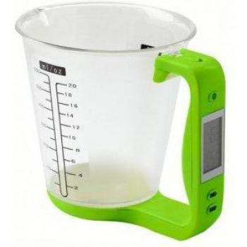Jarra con balanza digital pesa ingredientes con pantalla LCD Verde