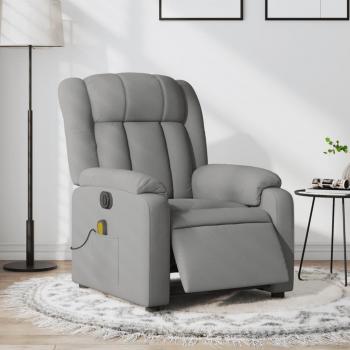 Sillón reclinable de masaje eléctrico en tela gris claro, gris oscuro y negro - Sillón cómodo para dormitorio y relax
