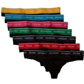 Calvin Klein Paquete 7 Tanga Mujer Slip CK artículo QF5937E Thong 7PK, BAK Black, S