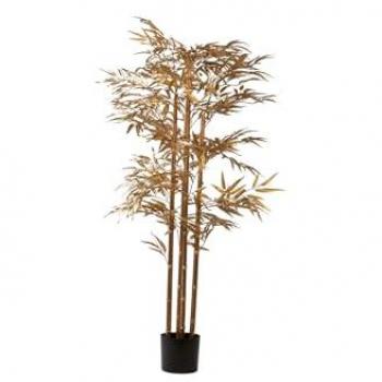 Árbol de Bambú Dorado con Maceta 78x51x167 cm - Decoración Sin Mantenimiento Ideal para Oficinas
