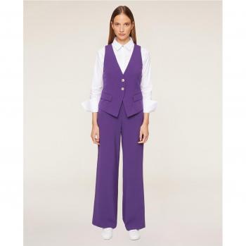 Pantalón palazzo liso de mujer con cremallera lateral