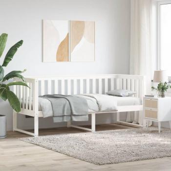 Sofá cama Dormeuse sin colchón blanco 80x200 cm de madera maciza de pino
