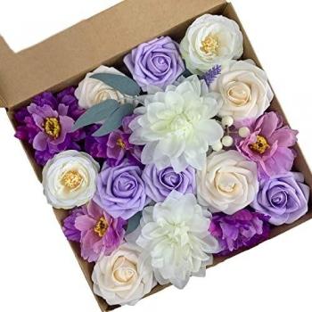 Roqueen Flores Artificiales Seda Falsa Rosa con Tallo para DIY Ramos de Novia Centros de Mesa Arreglos Fiesta Nupcial Mesa Silla Decoración Pastel Decoración Hogar Decoraciones