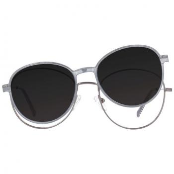 Gafas Recetadas Oval Clip-On Metal Plateadas para Mujer - Gafas Anti-Azules - SmartBuy Collection