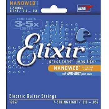 Elixir Nanoweb Light Electric Guitar Strings 7-String Set 10-56