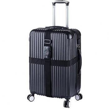 Naturehike 3-Dial Tsa bloqueo de seguridad Nylon Ajustable Correa de equipaje de Cruz, negro