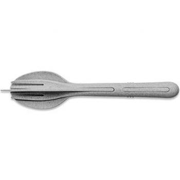 Juego de cubiertos reutilizables Koziol KLikk 3 piezas, gris orgánico