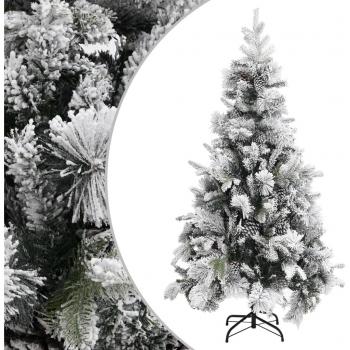 Árbol de Navidad con rebaño de nieve y conos de pino 225 cm PVC y PE