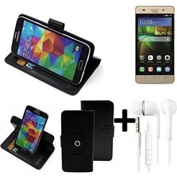 TOP SET: 360° Funda Smartphone para Huawei G Play mini, negro + Auriculares | Función de stand Caso Monedero BookStyle mejor precio, mejor funcionamiento - K-S-Trade | Funda Universal Caso Monedero cubierta del tirón Monedero Monedero