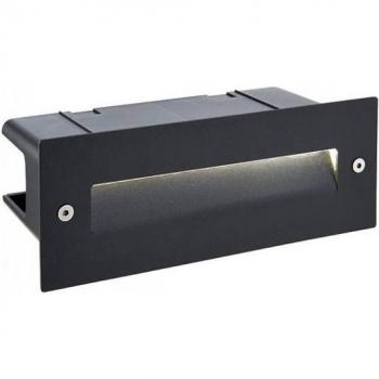 Aplique de pared empotrable para exteriores Seina con bombilla LED integrada, Policarbonato Negro texturizado, 1 bombilla, diámetro de 8,5 cm, clasificación IP44