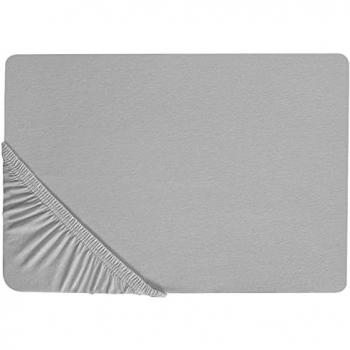 Sábana Ajustable de Algodón Gris Claro 200 x 200 cm con Gomas, Diseño Clásico, Transpirable