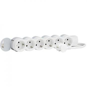 legrand 695017 Base múltiple con 6 enchufes, 3500 W, 230 V, Blanco y gris