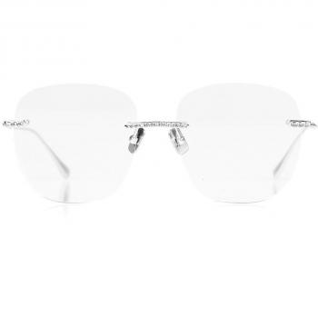 Anna-Karin Karlsson CRYSTAL OPTICAL 2.0 - SOFT SQUARE White Gold Women's Eyeglasses Silver Frame Size 55 with Blue Light Blocking