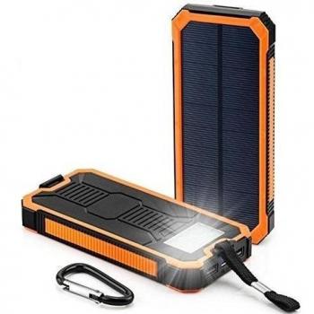20000 mAh Solar portátil cargador del teléfono banco de la energía, Rasse® Panel Solar de batería externa recargable banco de la energía dual USB puerto exterior luz de viaje con cargador de batería solar Camping linterna de emergencia para iPhone
