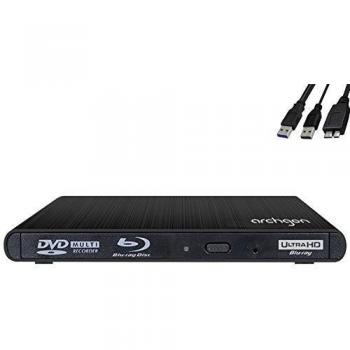 Archgon Style UHD 4K-Ultra HD BD Reproductor Player Externo, grabadora de BLU-Ray BDXL para PC USB 3.0, M-Disc, Aluminio Negro