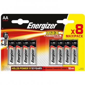 Energizer Max LR6 (AA) - Paquete de 8 pilas alcalinas de larga duración