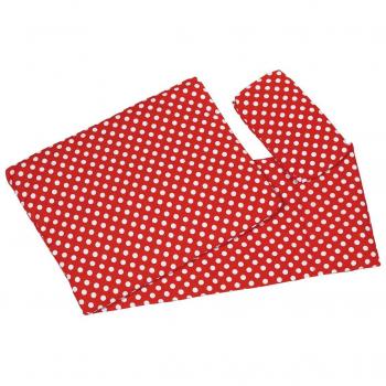 Juego de ropa de cama para muñecas a lunares Goki, 3 piezas, rojo con puntos blancos, medidas 22 x 10 cm y 41 x 31 cm