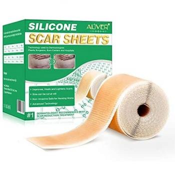 Tiras cicatrizantes, Láminas de silicona parches cicatrizantes, profesionales para cicatrices causadas por cesárea, cirugía, quemaduras, queloides, acné y más, [1,5 metros rollo]