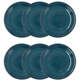 Juego de 6 Platos Llanos Vita de Quid - Cerámica y Gres Apto para Microondas, Colores Naturales y Apilables