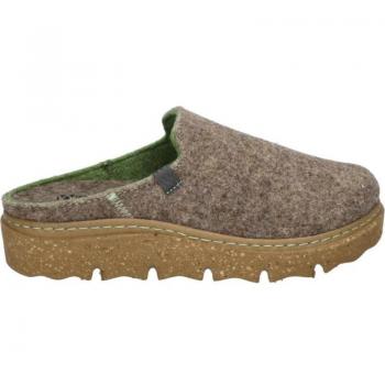 Cómoda Zapatilla de casa para mujer CARMAUX-01 de Westland en lana natural beig, cuña ligera al tono flexible y antideslizante, plantilla anatómica móvil, altura tacón bajo (3-5 cm),