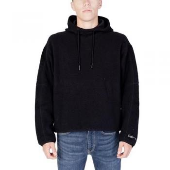 Calvin Klein Black Sherpa Hooded Sweatshirt with Zip Pockets - Size L