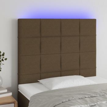 Cabecero LED Tapizado Marrón Oscuro 100x5x118/128 cm