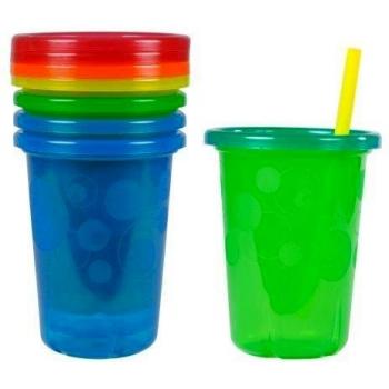 The First Years Y1157 - Pack de 4 vasos con Pajita, 296 ml