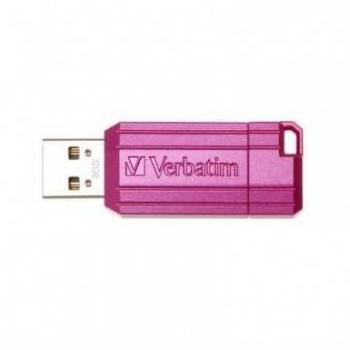 Pendrive Verbatim PinStripe de 32GB en color rosa con conexión USB tipo A 2.0