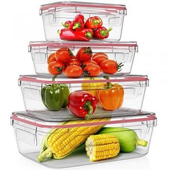 Home Fleek - Envases de Vidrio Rectangular para Alimentos | Herméticos | Sin BPA