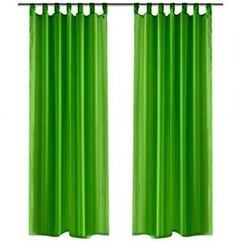 vidaXL 2 Cortinas Verdes Transparentes 140 X 245 cm Ventana Decoración Visillo