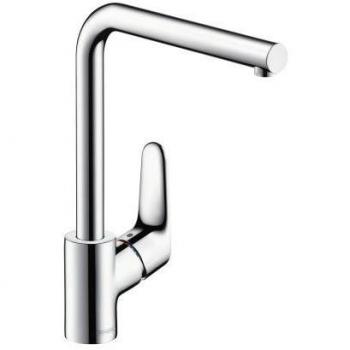 Grifo de cocina Hansgrohe Focus M41 280, cromado, con diseño en forma de L, salida giratoria y función de un chorro