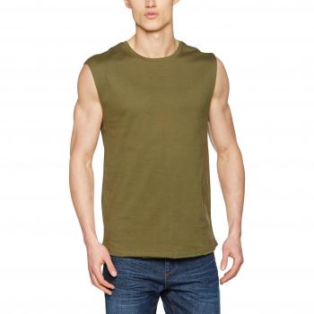 Urban Classics Olive Sleeveless Open Edge T-Shirt