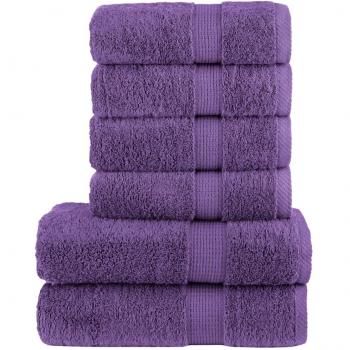 Juego de toallas 6 piezas 100% algodón 600 gsm color marrón, morado y naranja vidaXL