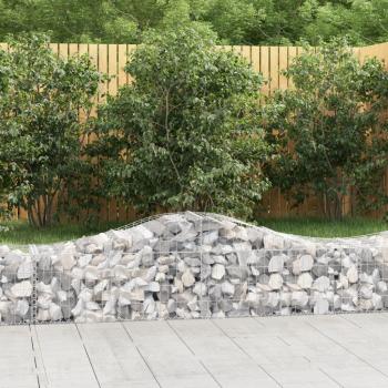 Cestas de gaviones de hierro en forma de arco 200x50x40/60 cm - Pack de 4 unidades - Color plateado